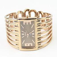 Women\'s Rectangle Case Gold Alloy Band Quartz Analog Bracelet Watch Cool Watches Unique Watches