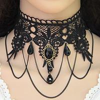 Women\'s Choker Necklaces Tattoo Choker Lace Resin Drop Tattoo Style Tassels Euramerican Black Jewelry Party 1pc