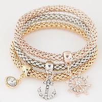womens charm bracelet rhinestone simulated diamond alloy simple style  ...