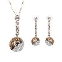 Women Wedding Bridal Round Diamond Ball Rhinestones Necklace Earrings Bracelet Clavicle Chain