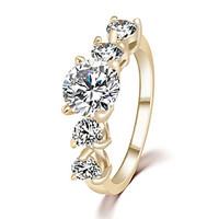 Women Transparent Diamond Zircon Engagement Wedding Ring Crystal Simple Gold Ring