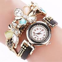 Women\'s Fashion Watch Bracelet Watch Casual Watch / Quartz PU Band Flower Cool Casual Black White Blue Red Pink