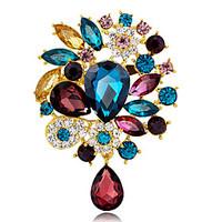 Women\'s Fashion Alloy/Rhinestone/Crystal Flower Water-drop Brooches Pin Party/Daily/Wedding Luxury Jewelry 1pc