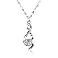 Women\'s Pendant Necklaces Chain Necklaces AAA Cubic Zirconia Zircon Copper Silver Plated GeometricBasic Unique Design Dangling Style