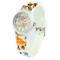 Women\'s Casual Watch Quartz Silicone Band Cartoon Flower Multi-Colored