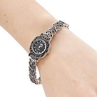 Women\'s Fashion Watch Bracelet Watch Japanese Quartz Band Vintage Black Silver