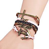 womens wrap bracelet friendship fashion bohemian alloy cross anchor lo ...