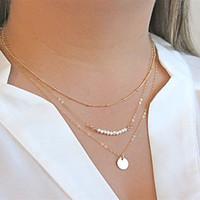 Women\'s Pendant Necklaces Chain Necklaces Pearl Alloy Fashion Golden Jewelry Party Daily Casual 1pc