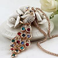 Women\'s Pendant Necklaces Peacock Crystal Rhinestone Alloy Elegant Colorful Jewelry For Party Daily Casual