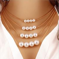 Women\'s Pendant Necklaces Pearl Necklace Pearl Alloy Golden Jewelry Party Daily 1pc