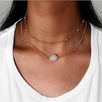 womens natural gem stone pendant necklaces alloy pendant handmade bohe ...