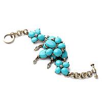 womens chain bracelet jewelry friendship fashion alloy oval blue jewel ...