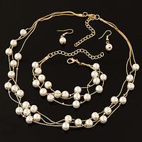 Women Fashion Boutique Sweet and Elegant Imitation Pearl Necklace Earrings Bracelet Sets