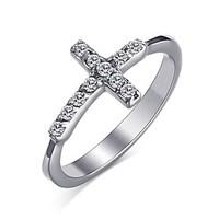 Women\'s Ring Crystal Diamond Basic Euramerican Fashion Personalized Cross Simple Style Stainless Steel Circle Round Geometric Jewelry For Party