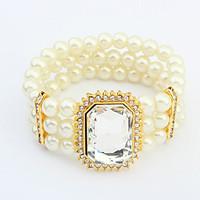 Women\'s Chain Bracelet Jewelry Fashion Pearl Gem Rhinestone Alloy Irregular Jewelry For Party Special Occasion Gift 1pc