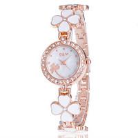 Women\'s Fashion Watch Wrist watch Bracelet Watch / Imitation Diamond Rhinestone Quartz Alloy Band Flower Bangle Casual Elegant Rose Gold