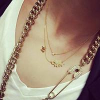 womens pendant necklaces crystal double elephant alloy pendant jewelry ...