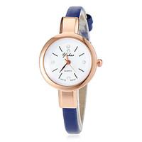 Women\'s Gold Case Slim PU Band Quartz Wrist Watch (Assorted Colors) Cool Watches Unique Watches