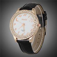 womens fashion watch quartz pu band black red