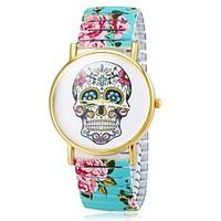 Women\'s Bracelet Watch Quartz Analog Skull Dial Flower Band Cool Watches Unique Watches Strap Watch