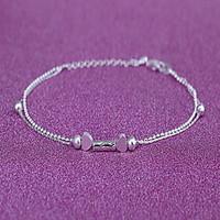 Woman Silver Alloy Heart Lobster Clasp Anklet