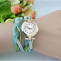 Women\'s Fashion Crystal Leather Winding Bracelet Watch(Assorted Colors) Cool Watches Unique Watches Strap Watch