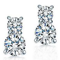 Women 925 Fine Silver Flower Stud Zircon Earrings for Wedding Party