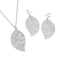 womens fashion leaves shape earrings necklace jewelry sets