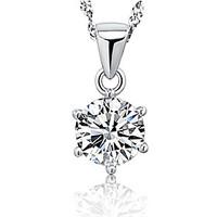 Women\'s Pendant Necklaces Silver Sterling Silver Crystal Zircon Cubic Zirconia Simple Style Silver Jewelry Party Daily Casual 1pc