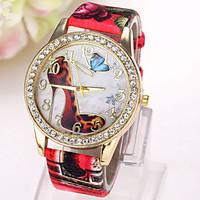 Women\'s Fashion Watch Simulated Diamond Watch Strap Quartz Leather Band Butterfly CasualBlack White Blue Red Brown Green Pink