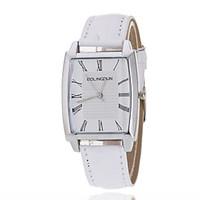 Women\'s Wrist Watch Silver Ring Rectangular White Plate PU Band Quartz Watch(Assorted Colors) Cool Watches Unique Watches Strap Watch