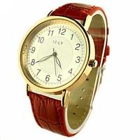 womens gold round dial pu band quartz analog wrist watchassorted color ...