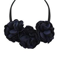 Women\'s Collar Necklaces Statement Necklaces Fabric Alloy Flower Flowers Statement Jewelry Bohemia Black Beige Gray Green Pink Jewelry