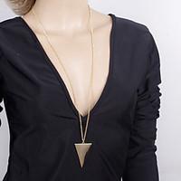 Women\'s Simple and Stylish Geometric Triangle Pattern Long Sweater Necklace