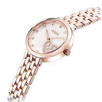 Women\'s Fashion Quartz Casual Watch Simple Heart Stainless Steel Belt Round Alloy Dial Watch Cool Watch Unique Watch
