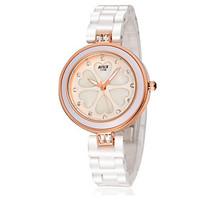 Women\'s Fashion Watch Simulated Diamond Watch Water Resistant / Water Proof Casual Watch Quartz Ceramic Band White Strap Watch