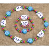 wooden panda necklace bracelet ring set