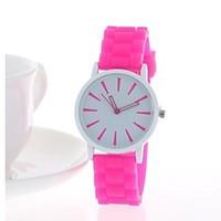 womens fashion watch quartz rubber band black white blue red orange pi ...