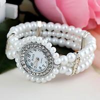 Women\'s Round-Shaped Set Diamond Pearl Bracelet Watch (1Pc) Cool Watches Unique Watches Fashion Watch Strap Watch