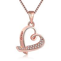 Women\'s Pendant Necklaces Chain Necklaces AAA Cubic Zirconia Zircon Rose Gold Plated Alloy HeartUnique Design Dangling Style Pendant