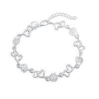 Women\'s Charm Bracelet Silver Plated Fashion Heart Heart Cut Silver Jewelry 1pc