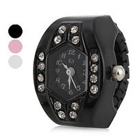 womens diamond humanoid style alloy analog quartz ring watch assorted  ...