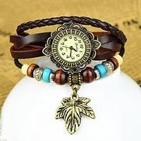 Women\'s Fashion Leaf Leather Bracelet Watch(Assorted colors) Cool Watches Unique Watches