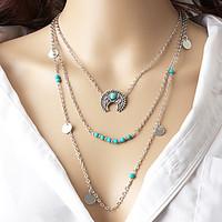 Women\'s Layered Necklaces Moon Alloy Euramerican Fashion Bohemian Silver Jewelry For 1pc