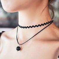 Women\'s Choker Necklaces Pendant Necklaces Layered Necklaces Lace Fashion White Black Jewelry Wedding Party Daily Casual 1pc