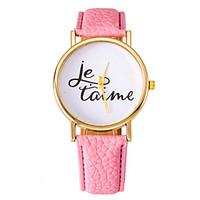 Women\'s Fashion Watch Quartz Leather Band Word Watch Black White Red Pink Purple Yellow