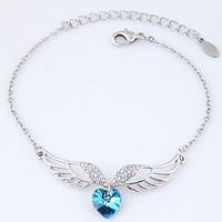 womens charm bracelet rhinestone fashion alloy heart wings jewelry par ...