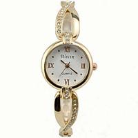 Women\'s Fashion Watch Quartz Alloy Band Silver Gold Strap Watch