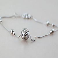 Woman Silver Sterling Silver Circular Lobster Clasp Anklet