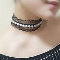Women\'s Choker Necklaces Pearl Necklace Pearl Imitation Pearl Fashion White Black Jewelry Wedding Party Daily 1pc